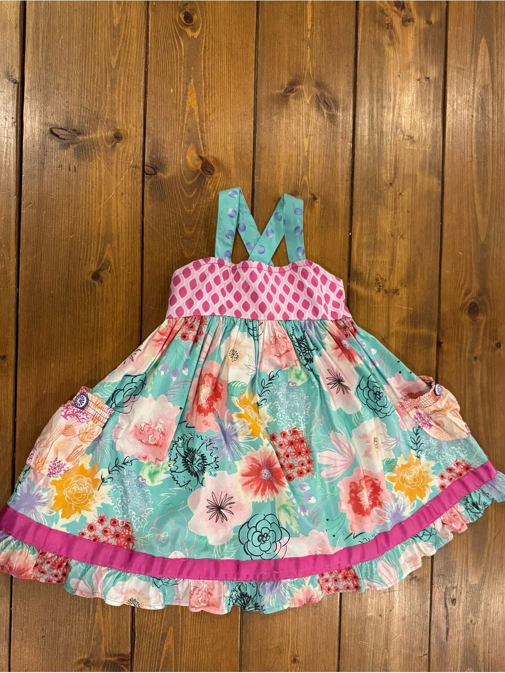 GUC Matilda Jane Floral Mint & Pink Girls Sundress